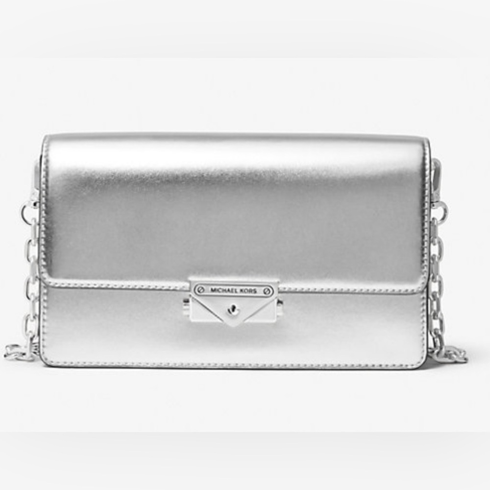$448 MSRP NWT MK Cece Clutch Crossbody With Detachable Silver Chain Link Strap - Picture 3 of 17